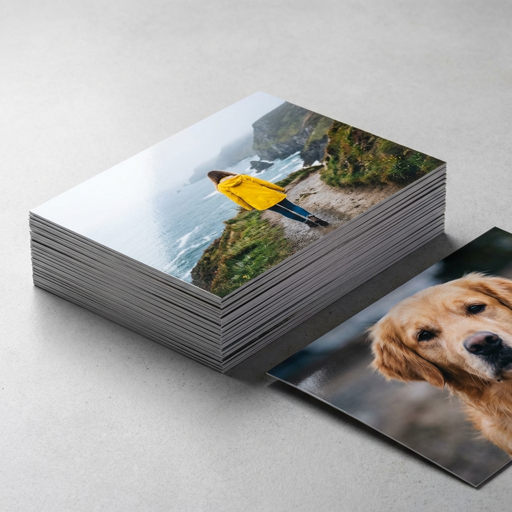 A thick stack of glossy photo prints