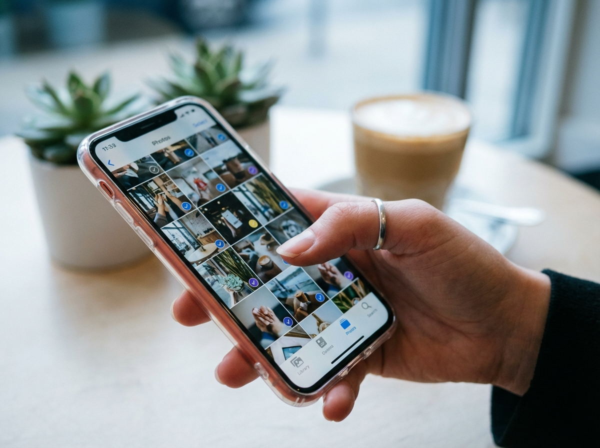 Selecting photos on a phone