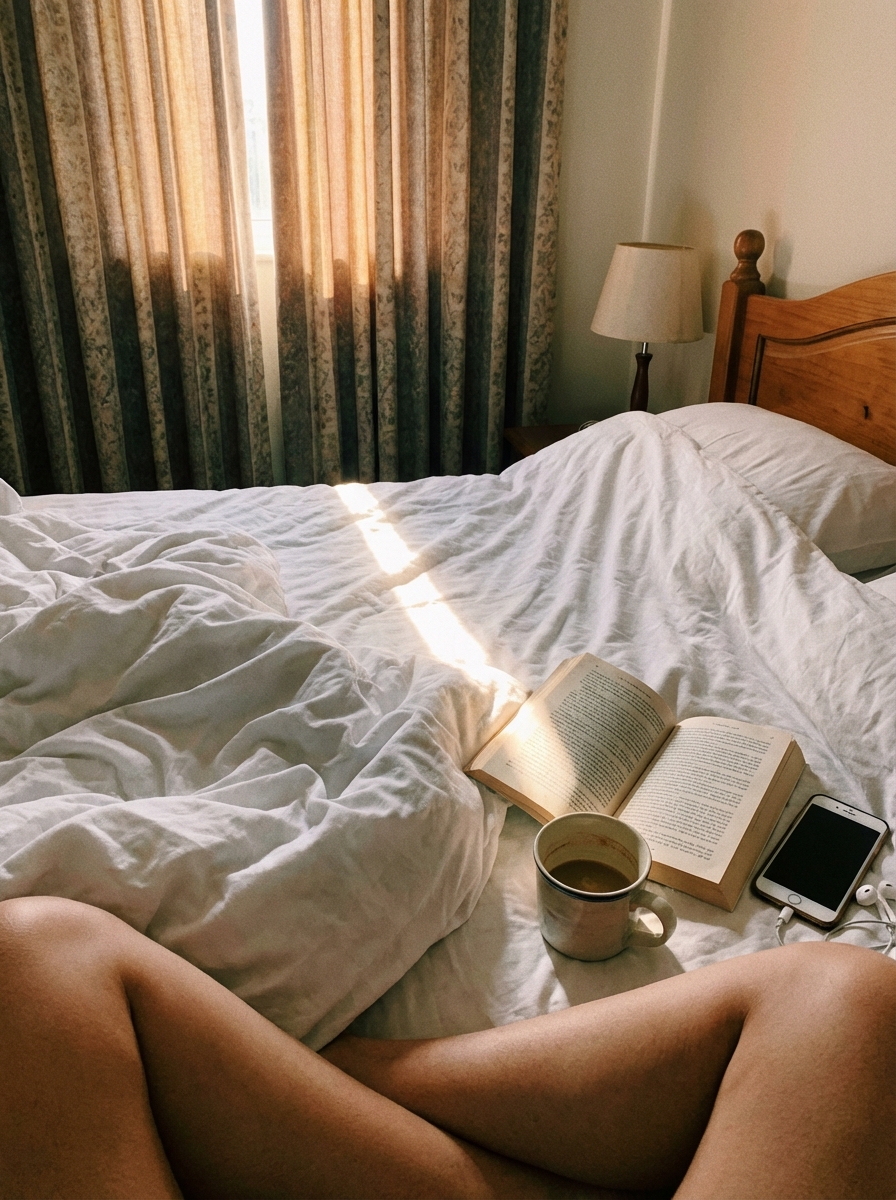 Coffee and a book in bed