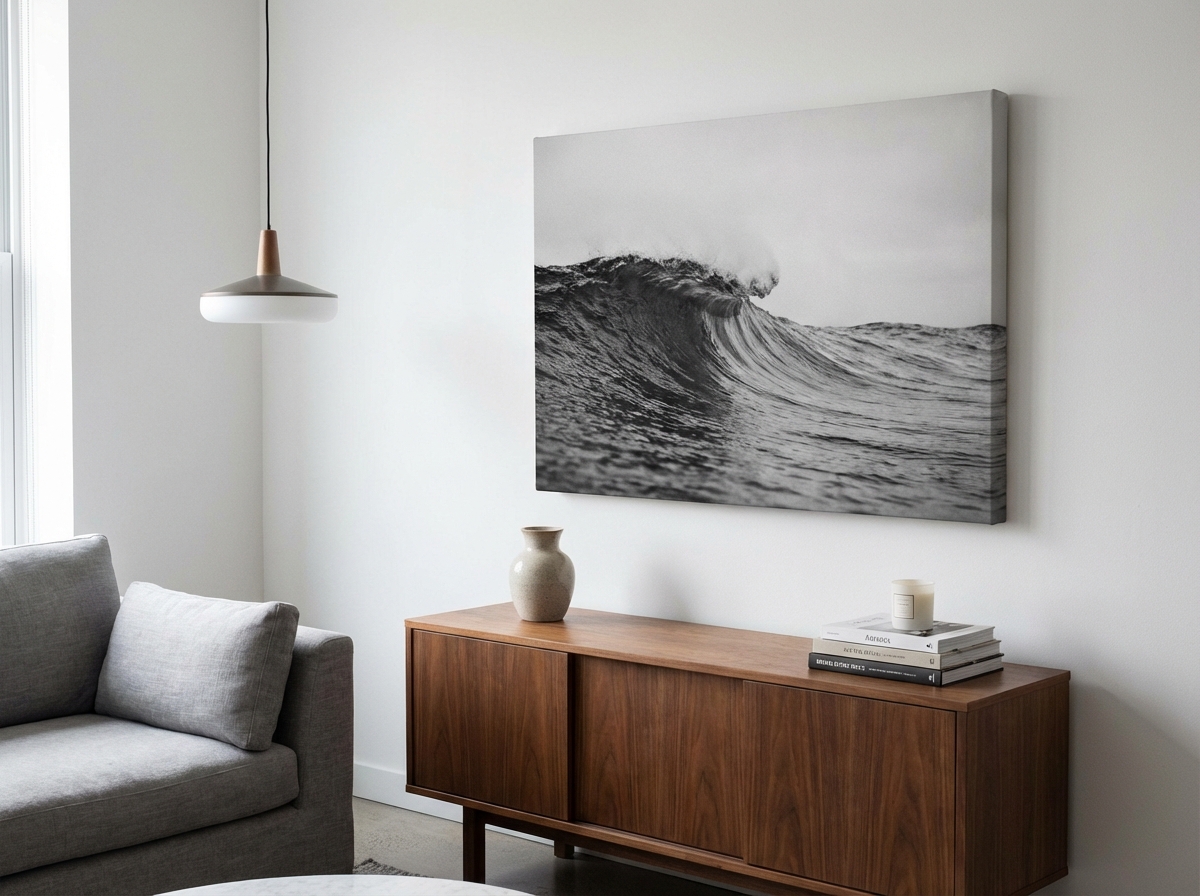 Canvas print on a living room wall